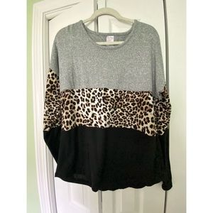 No Boundaries Cheetah Striped Sweater
